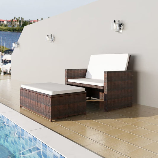 2 Piece Rattan Garden Lounge Set with Cushions