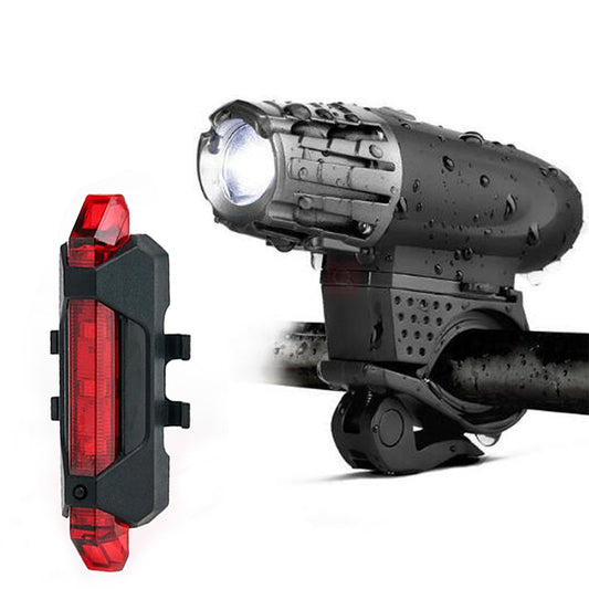 Headlight & Tail Light Set, 4 Modes, LED both USB Rechargeable