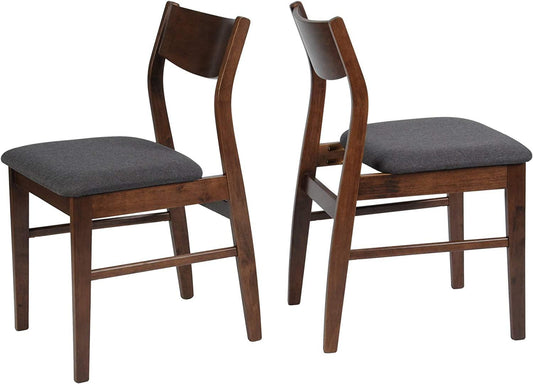 Set of 2 Mid Century Dining Room Chairs in Dark Grey Fabric